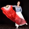 Kerudung Sutra Tari Perut 100% Pasang Kipas Sutra (1l + 1r) Ringan Flowy Bellydance White Red 210cmx90cm view 3