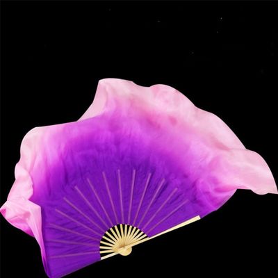 Purple Start Pink Two Silk Veils 1 Pair (1r+1l=2pcs) Chinese Short Silk Dance Fan Semi Circle Silk More Than 76cm 31bamboo 20veil 1pcs Right 1pcs Left