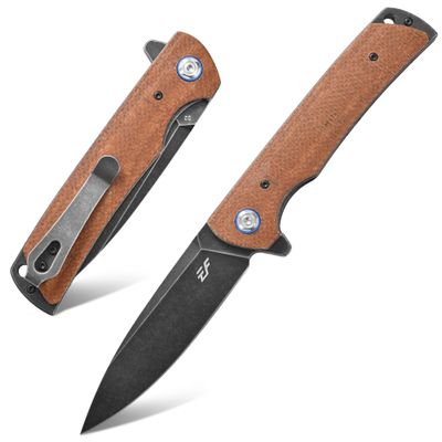 Eafengrow EF973 Folding Knife, D2 Steel Blade Micarta Handle Scale Pocket Knife Folder for Working Camping Hiking EDC Tool Knife(brown)