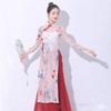 Classical Dance Dress Gauze Folk Dance Clothing Blouse Cheongsam Dance Practice Tops Double Sided Half Sleeve Printed Pink Only XL view 1