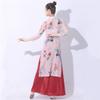 Classical Dance Dress Gauze Folk Dance Clothing Blouse Cheongsam Dance Practice Tops Double Sided Half Sleeve Printed Pink Only XL view 4