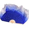 Royal Blue White Gradient Half Circle Belly Dance Veil Genuine Silk Dance Fan Tide (1r+1l) Chinese Handmade Bamboo Fan 41cm-86cm 31cm 20cm 1pcs Right 1pcs Left view 1