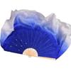 Royal Blue White Gradient Half Circle Belly Dance Veil Genuine Silk Dance Fan Tide (1r+1l) Chinese Handmade Bamboo Fan 41cm-86cm 31cm 20cm 1pcs Right 1pcs Left view 2