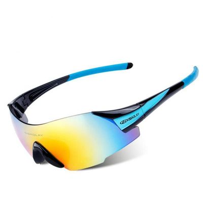 Aiwhlmn Cycling Glasses UV400 Outdoor Sports Eyewear Fashion Frameless Bike Bicycle Sunglasses MTB Goggles Riding Equipment (Black Blue)