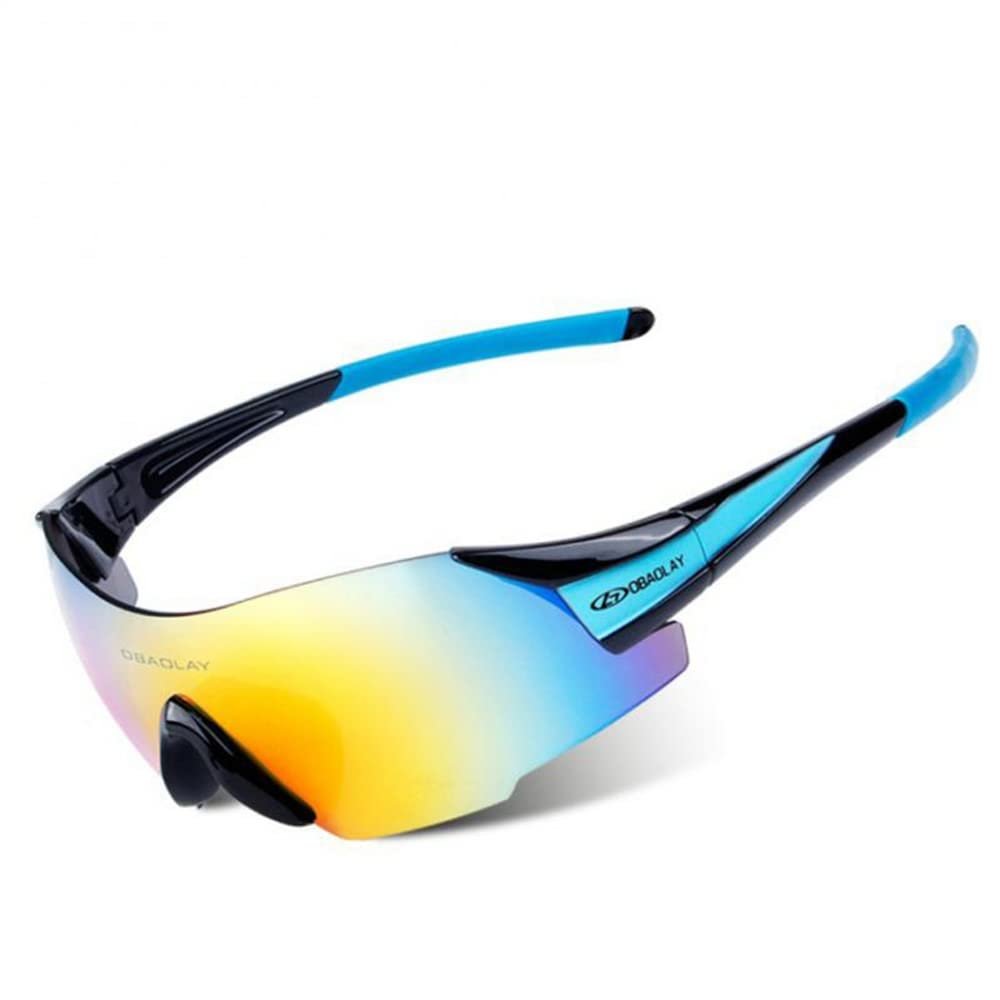 Aiwhlmn Cycling Glasses UV400 Outdoor Sports Eyewear Fashion Frameless Bike Bicycle Sunglasses MTB Goggles Riding Equipment (Black Blue)