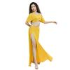 Belly Dance Costume Set 3 Pieces Oriental Dance Long Skirt Women's Team Dance Training Wear Large Size Yellow Purple L view 2