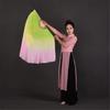 Light Green/Yellow/Pink Gradient Color 16"-34" 1 Pair 100% Silk Bamboo Long Fan Belly Dance Semicircular Veil 56cm(36 20cm) 1pcs Right 1pcs Left view 3