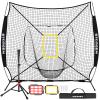Storgem Baseball and Softball Practice Net 77ft Portable Hitting Pitching Batting Training Net Baseball Backstop Net with Batting Tee and Strike Zone and Bow Frame view 1