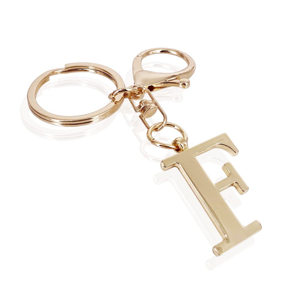 LAXPICOL Gold Keychain Letter F Keychains for Women Men Bag Charms Purse Charms For Handbags Metal Alphabet Initial Letter Key Ring Keychain