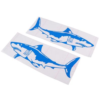 2 Pieces Shark Sticker Decal for Car Truck Kayak Fishing Boat Graphics Accessories - Waterproof, Adhesive, Long Lasting Blue