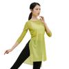 Sexy Classical Dance Workout Tops Stretchy Net Ballet See-Through Body Wear Folk Dance Side Split Summer 3/4 Sleeve 2XL Green S view 2