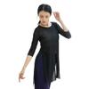 Sexy Classical Dance Workout Tops Stretchy Net Ballet See-Through Body Wear Folk Dance Side Split Summer 3/4 Sleeve 2XL Green S view 3