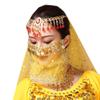 2pcs/Pack Women Belly Dance Tribal Veil Face Egyptian Mask Halloween Accessories Beautiful Sequins Tribal Dance Yellow 17x23cm view 1