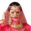 2pcs/Pack Women Belly Dance Tribal Veil Face Egyptian Mask Halloween Accessories Beautiful Sequins Tribal Dance Yellow 17x23cm view 2