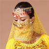 2pcs/Pack Women Belly Dance Tribal Veil Face Egyptian Mask Halloween Accessories Beautiful Sequins Tribal Dance Yellow 17x23cm view 3