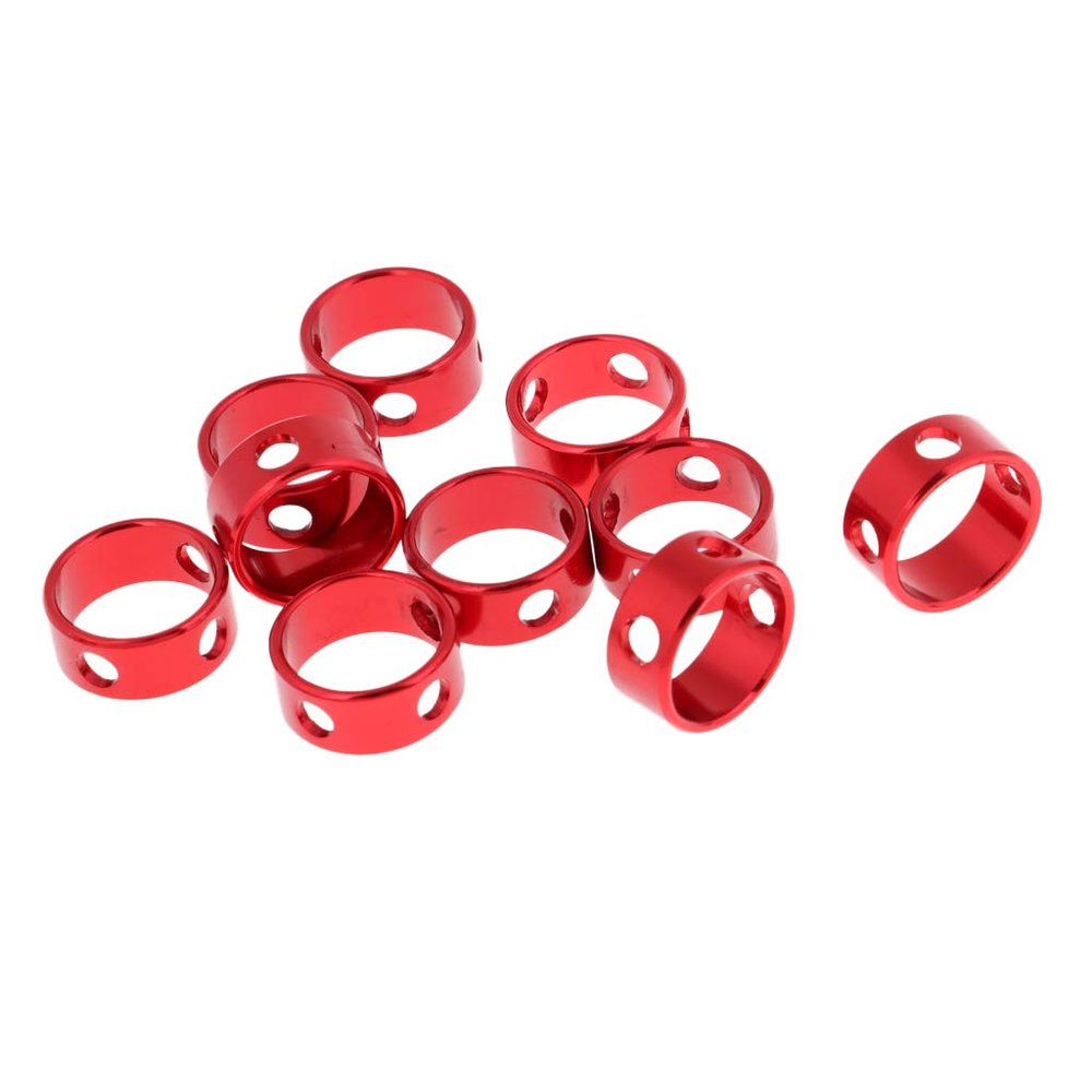 10pcs Tent Lock Awning Cord Rope Fastener Guy Line Runner Tensioners Tightener Ferrule Ring Shape Red