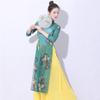 Classical Dance Dress Gauze Folk Dance Clothing Blouse Cheongsam Dance Practice Tops Double Sided Half Sleeve Printed Green Only XXL view 1