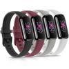 4 Pack Bands for Fitbit Luxe Bands, Soft Silicone Wristband Replacement Strap for Fitbit Luxe/Luxe Special Edition Fitness Tracker Women Men (Small, Wine Red/Black/White/Grey) view 1