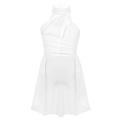 Yhong Girls Modern Dance Costumes Sleeveless Leotards Dress Ballet Ballet Dance Outfits for Stage Performance Ivory 6 Years
