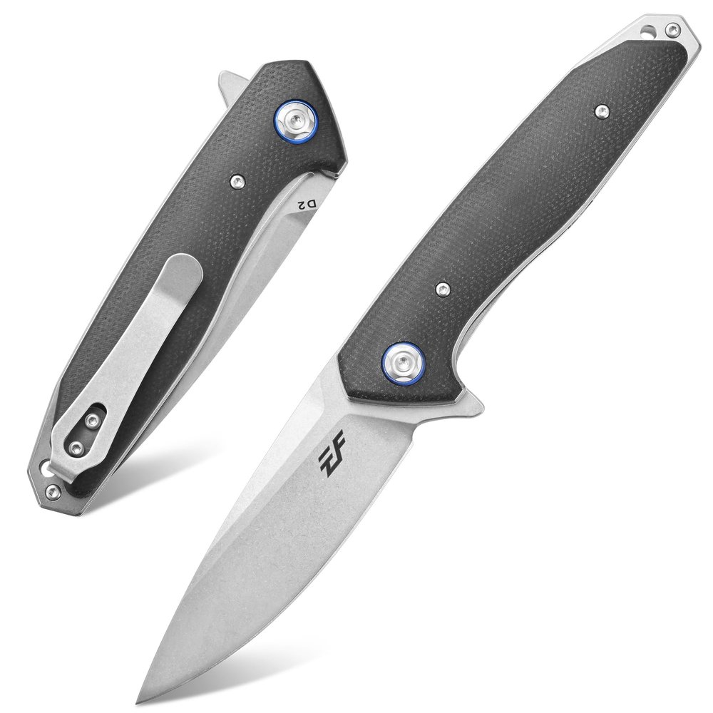 Eafengrow EF972 Folding Knife, D2 Steel Blade Micarta Handle Pocket Knife Folder for Outdoor Camping Hiking Working EDC Tool Knife(Black)