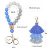 Bisanzoya Beaded Keychain with Tassel, Silicone Key Ring Bracelet, Cute Boho Car Key Chain Wristlet for Women (Beaded, Blue) view 2