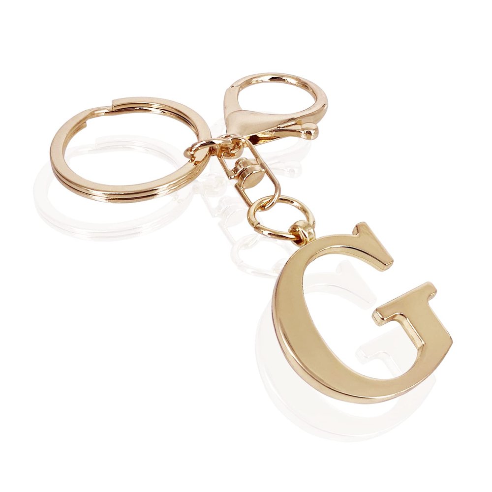 LAXPICOL Gold Keychain Letter G Keychains for Women Men Bag Charms Purse Charms For Handbags Metal Alphabet Initial Letter Key Ring Keychain