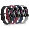 4 Pack Bands for Fitbit Luxe Bands, Soft Silicone Wristband Replacement Strap for Fitbit Luxe/Luxe Special Edition Fitness Tracker Women Men (Small, Black/Wine Red/Navy Blue/Grey) view 1