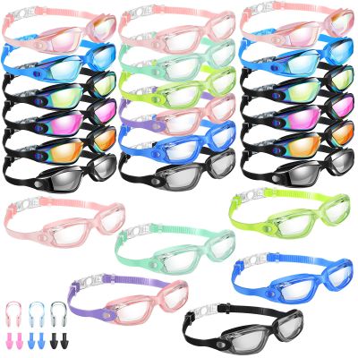 Konohan 24 Pack Swim Goggles Bulk for Kids adult Pool Goggles Anti Fog Silicone No Leak Swimming Glasses for Men Women Youth(Bright Color)