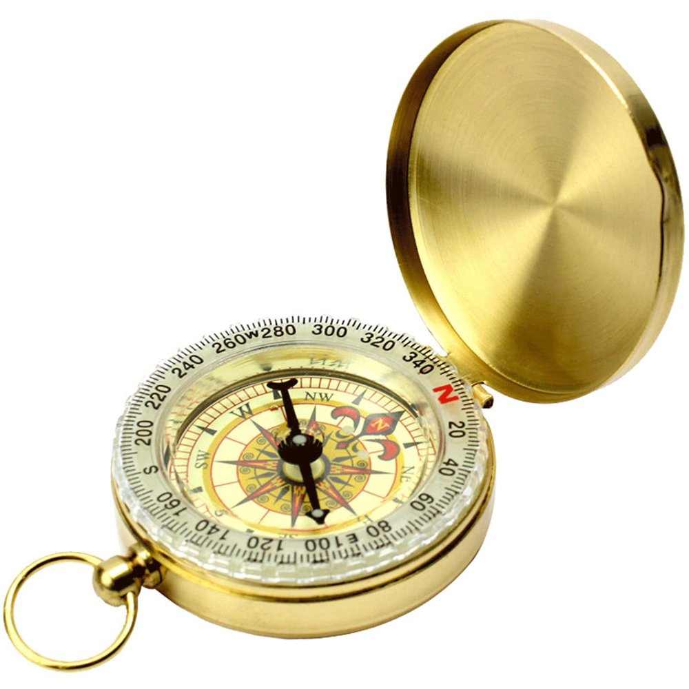 Feilx Compass Retro Compass, Portable Compass, Fluorescent Glow Design, Outdoor Navigation Compass Tools for Camping Hiking Riding Durable