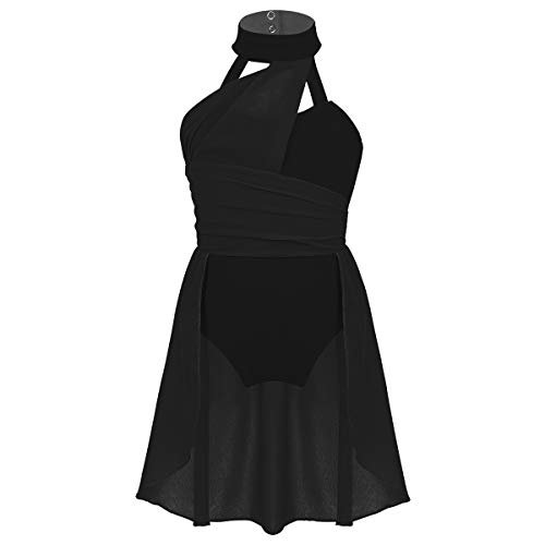 Yhong Girls Modern Dance Costumes Sleeveless Leotards Dress Ballet Ballet Dance Outfits for Stage Performance Black 6 Years