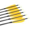 ZSHJGJR 30 Inch Pure Carbon Arrows 600 Spine Archery Hunting Arrows with Removable Tips Natural Feather Fletching Targeting Arrows for Compound & Recurve & Traditional Bow 6/12pcs (Yellow, 6) view 2