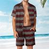 Adugen Origei Party Shorts Shirt Men Swim Trunks Quick Glowing Stripes Pattern Dry Surfing Beach Shorts with Pockets Casual Beach Suit L view 2