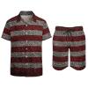 Adugen Origei Party Shorts Shirt Men Swim Trunks Quick Glowing Stripes Pattern Dry Surfing Beach Shorts with Pockets Casual Beach Suit L view 3
