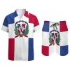 Adugen Origei Men's Dominican Flag Button-Up Shirt Hawaiian Shirt Party Beach Suit Dry Surfing Beach Shorts with Pockets L Style-3-2 view 3