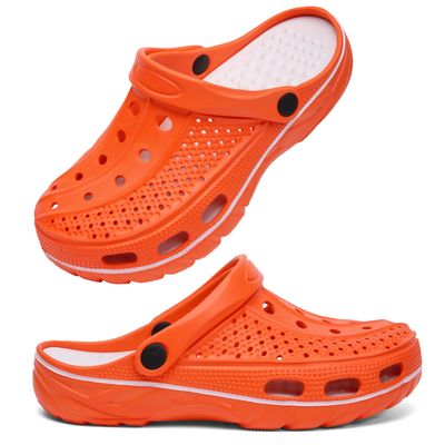 INMINPIN Women and Men Orthopedic Clogs Arch Support Garden Shoes Sandals Slippers with Plantar Fasciitis Feet Insoles,Trendy Orange,8-9 Women/6-7 Men