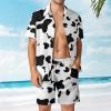 Adugen Origei Party Shorts Shirt Men Swim Trunks Quick Dairy Cow Pattern Animal Dry Surfing Beach Shorts with Pockets Casual Beach Suit M view 2