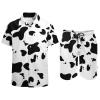 Adugen Origei Party Shorts Shirt Men Swim Trunks Quick Dairy Cow Pattern Animal Dry Surfing Beach Shorts with Pockets Casual Beach Suit M view 3