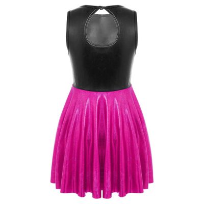 Loloda Girls Sleeveless Ballet Performance Costume Kids Backless Gymnastics Leotard Tutu Skirt Ballerina Dancewear Hot Pink 14 Years