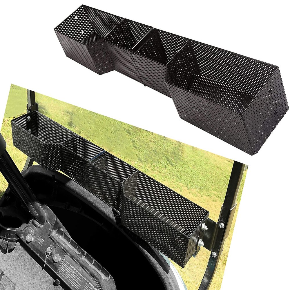 Golf Cart Club Car Front Inner Storage Basket and Rack Fits Club Car Precedent & Club Car DS 2000 UP, Heavy Steel Golf Cart Mesh Basket