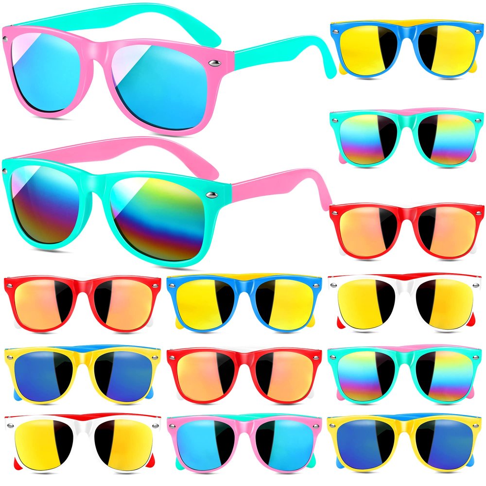 GINMIC Kids Sunglasses Bulk Party Favors, 12Pack Valentines Day Gifts UV 400 Protection Neon Sunglasses for Boys and Girls, Party Favor, Birthday Classroom Goodie Bags Party Supplies.