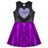 FEESHOW Girls Kids Heart Shape Flash Front Hollow Back Ballet Dance Dress Leotard Gymnastics Ice Skating Dress Purple 6 Years view 3