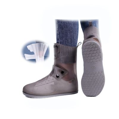 YXYECEIPENO 27cm High Tube Waterproof Shoe Cover Reusable Rain Boot Cover One Piece/Seamless Waterproof Scalloped Opening, Easy to Put On and Take Off (Color : A, Size : XX-Large)