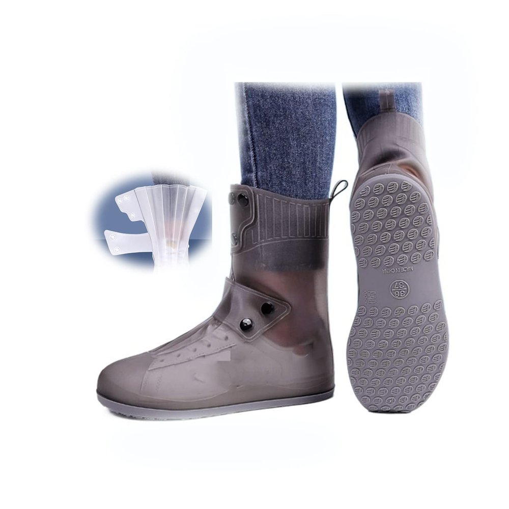 YXYECEIPENO 27cm High Tube Waterproof Shoe Cover Reusable Rain Boot Cover One Piece/Seamless Waterproof Scalloped Opening, Easy to Put On and Take Off (Color : A, Size : XX-Large)