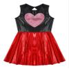 Aislor Kids Girls Sequins Metallic Ballet Dance Tutu Dress Heart Shape Printed Jazz Latin Ballerina Athletic Dress Red 4 Years view 3