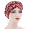 African Pre-Tied Braid Turban Hat for Women Headscarf Beanie Wrap Hat Patients Head Wraps Bohemia Beanie Wine, One Size view 2