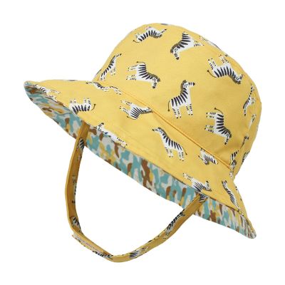 Baby Sun Hat Print Pattern Reversible Kids Boy Girls Hat UPF 50+ Sun Protection Beach Bucket Hat Wide Brim Breathable Yellow