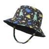 Baby Sun Hat Print Pattern Reversible Kids Boy Girls Hat UPF 50+ Sun Protection Beach Bucket Hat Wide Brim Breathable Black view 1