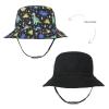 Baby Sun Hat Print Pattern Reversible Kids Boy Girls Hat UPF 50+ Sun Protection Beach Bucket Hat Wide Brim Breathable Black view 3