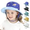 Baby Sun Hat Print Pattern Reversible Kids Boy Girls Hat UPF 50+ Sun Protection Beach Bucket Hat Wide Brim Breathable Black view 4