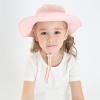 Kids Sun Hat for Girls Mesh Bucket Hat Wide Brim Summer Beach Hat Kids Foldable Fishing Hat for Boys&Girls 2-8 Years Pink view 4